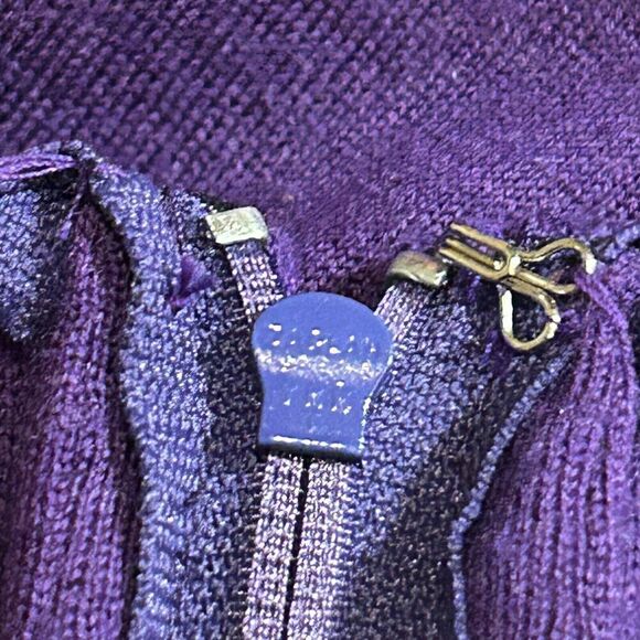 Vintage Purple Wool Halter Jumpsuit Women's Size 6  Sleeveless w/ Open Cardigan - Picture 9 of 11